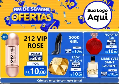 Modelo de Encarte para Encarte A4 Horizontal com o tema Fim de Semana de Ofertas para Perfumes