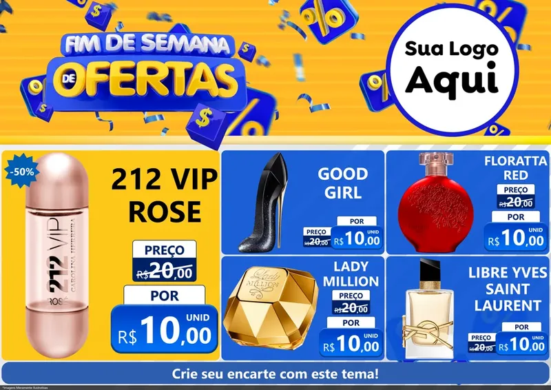 Modelo de Encarte para Encarte A4 Horizontal com o tema Fim de Semana de Ofertas para Perfumes