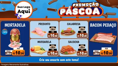 Modelo de TV para TV Horizontal com o tema Promoção Páscoa para Frios e Laticínios