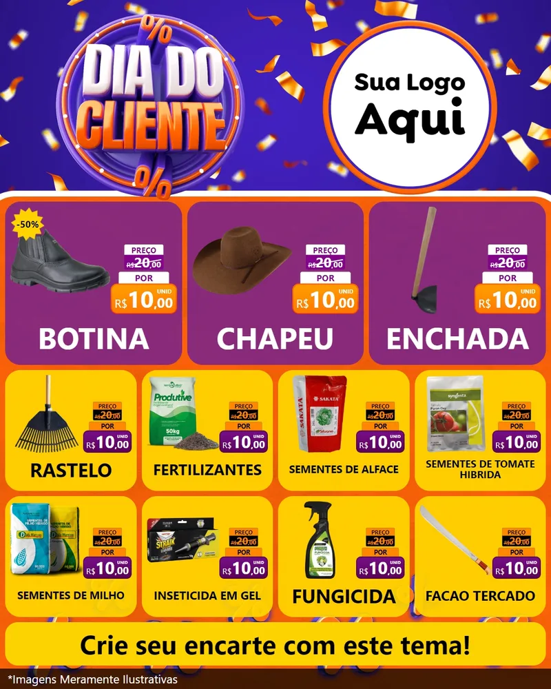 Modelo de Rede Social para Feed Instagram com o tema Dia do Cliente para Agropecuária