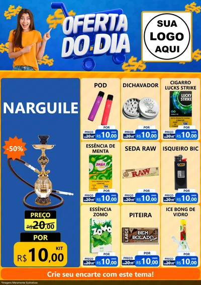 Modelo de Encarte para Encarte A4 Vertical com o tema Oferta do Dia para Tabacaria