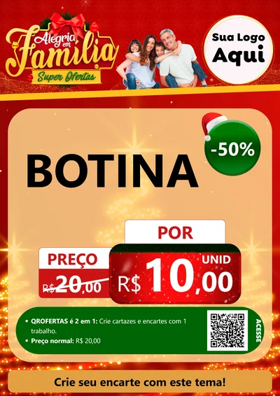 Modelo de Cartaz para Cartaz A4 Vertical com o tema Alegria em Família Super Ofertas - Natal para Agropecuária