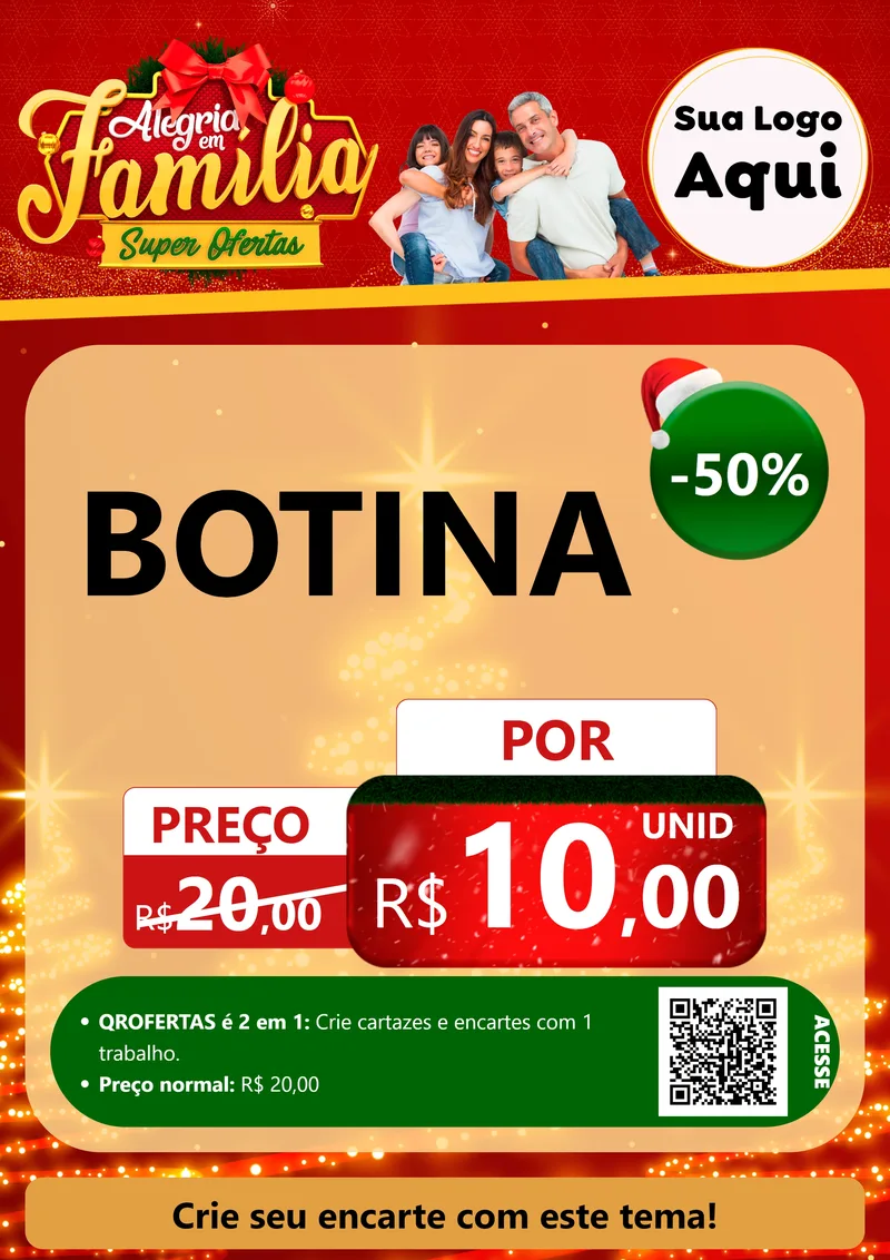 Modelo de Cartaz para Cartaz A4 Vertical com o tema Alegria em Família Super Ofertas - Natal para Agropecuária
