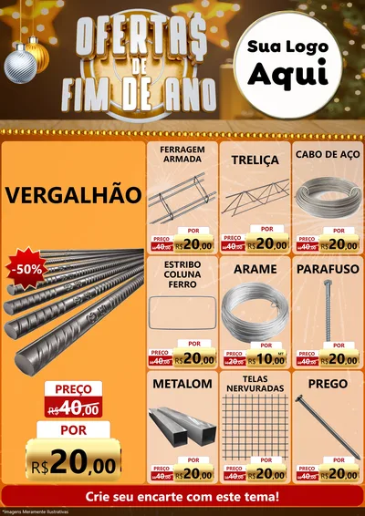 Modelo de Encarte para Encarte A4 Vertical com o tema Ofertas de Fim de Ano para Ferragens