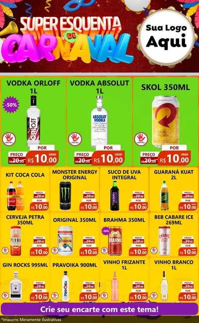 Modelo de Encarte para Encarte Grande com o tema Super Esquenta de Carnaval para Distribuidora de bebidas