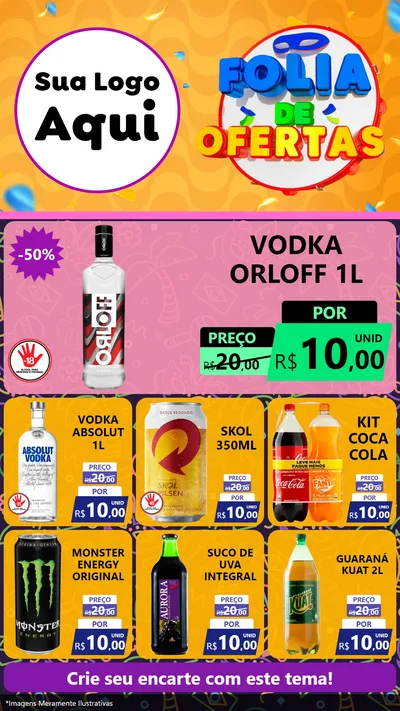 Modelo de Rede Social para Stories com o tema Folia de Ofertas para Distribuidora de bebidas
