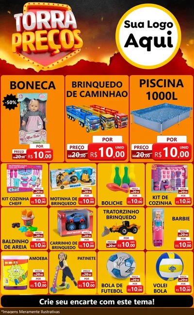 Modelo de Encarte para Encarte Grande com o tema Torra Preços para Brinquedos