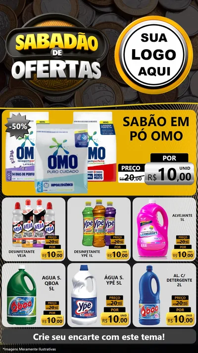 Modelo de Rede Social para Stories com o tema Sabadão de Ofertas para Produtos de Limpeza