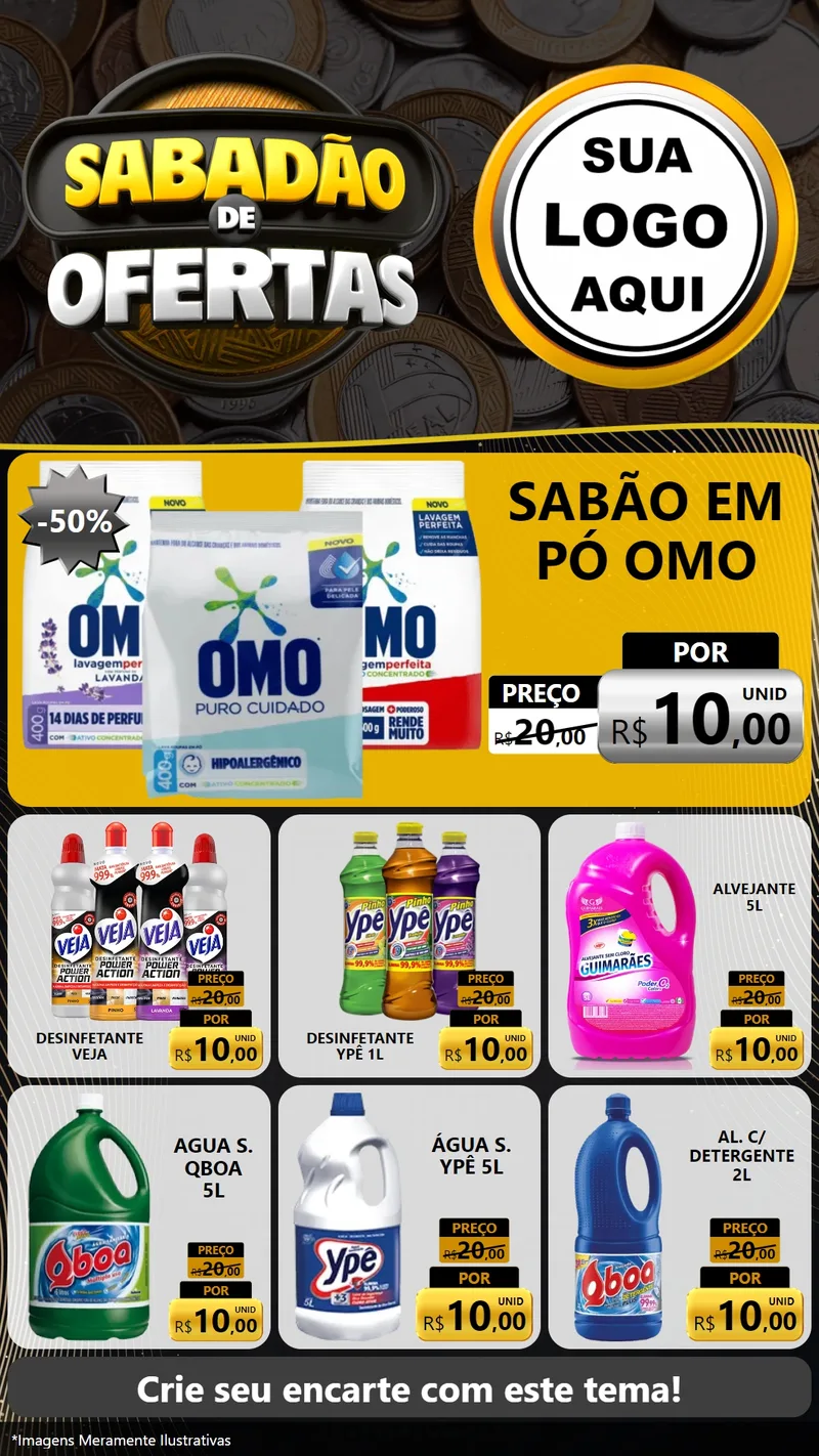 Modelo de Rede Social para Stories com o tema Sabadão de Ofertas para Produtos de Limpeza