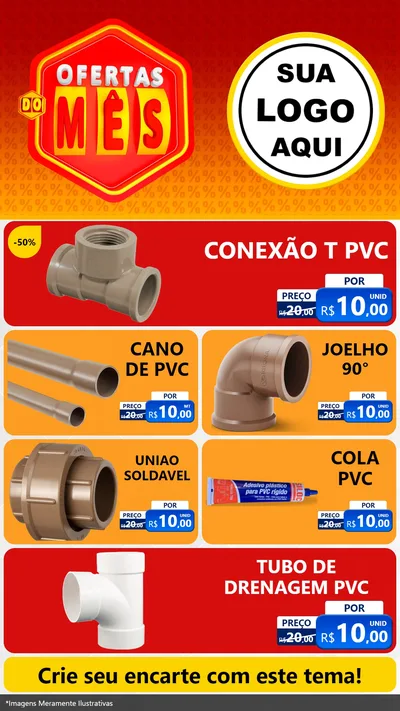 Modelo de TV para TV Vertical com o tema Ofertas do Mês para Tubos e conexões