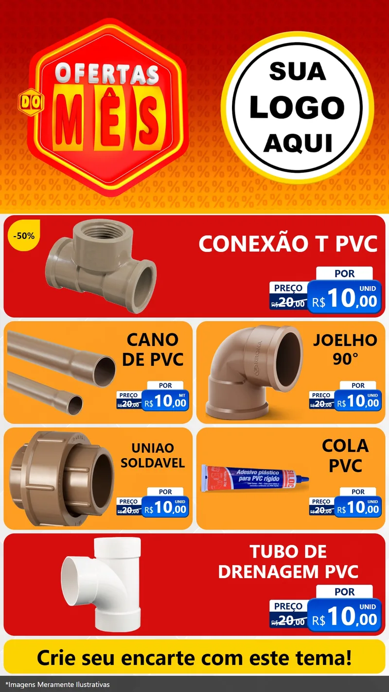 Modelo de TV para TV Vertical com o tema Ofertas do Mês para Tubos e conexões
