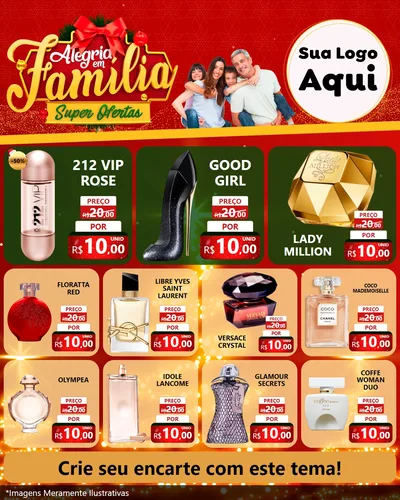 Modelo de Rede Social para Feed Instagram com o tema Alegria em Família Super Ofertas - Natal para Perfumes