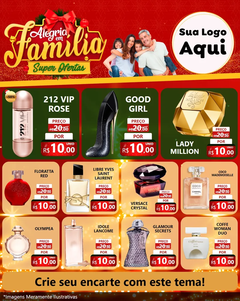 Modelo de Rede Social para Feed Instagram com o tema Alegria em Família Super Ofertas - Natal para Perfumes