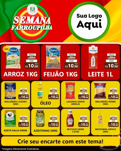 Modelo de Rede Social para Feed Instagram com o tema Semana Farroupilha para Supermercado