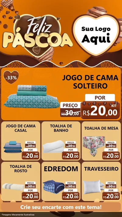 Modelo de Rede Social para Stories com o tema Feliz Páscoa para Cama, Mesa e Banho