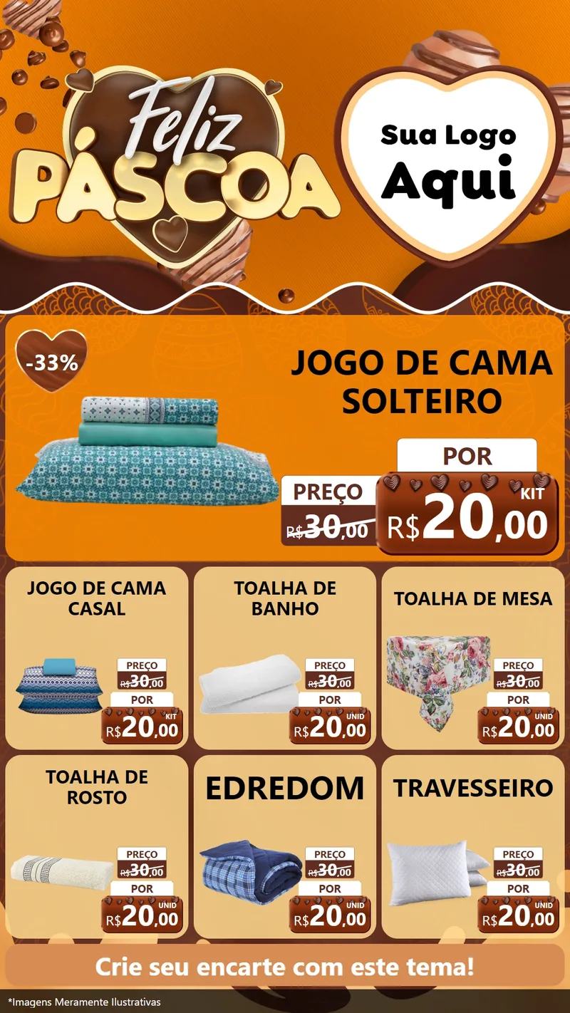 Modelo de Rede Social para Stories com o tema Feliz Páscoa para Cama, Mesa e Banho
