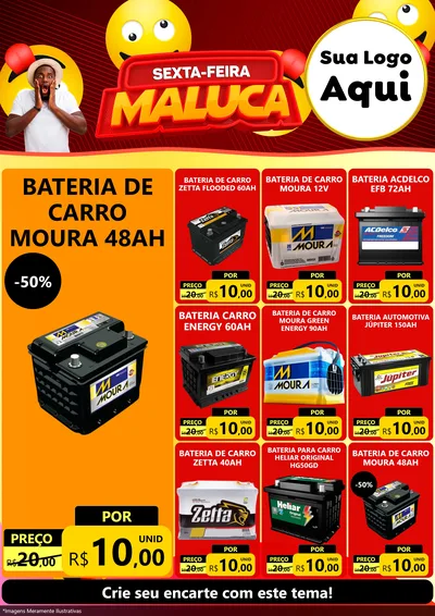 Modelo de Encarte para Encarte A4 Vertical com o tema Sexta-feira Maluca para Baterias Elétricas