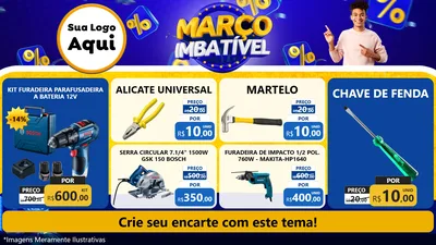 Modelo de TV para TV Horizontal com o tema Março Imbatível para Maquinas e Ferramentas
