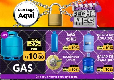 Modelo de Encarte para Encarte A4 Horizontal com o tema Operação Fecha Mês para Água e gás