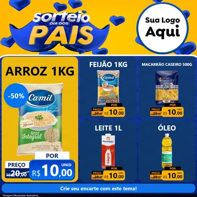Modelo de Rede Social para Feed Facebook com o tema Sorteio Dia dos Pais para Supermercado