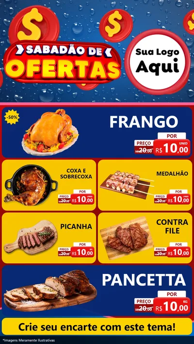 Modelo de TV para TV Vertical com o tema Sabadão de Ofertas para Assados