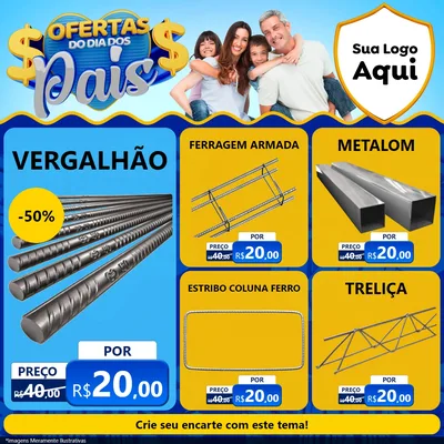 Modelo de Rede Social para Feed Facebook com o tema Ofertas do Dia dos Pais para Ferragens