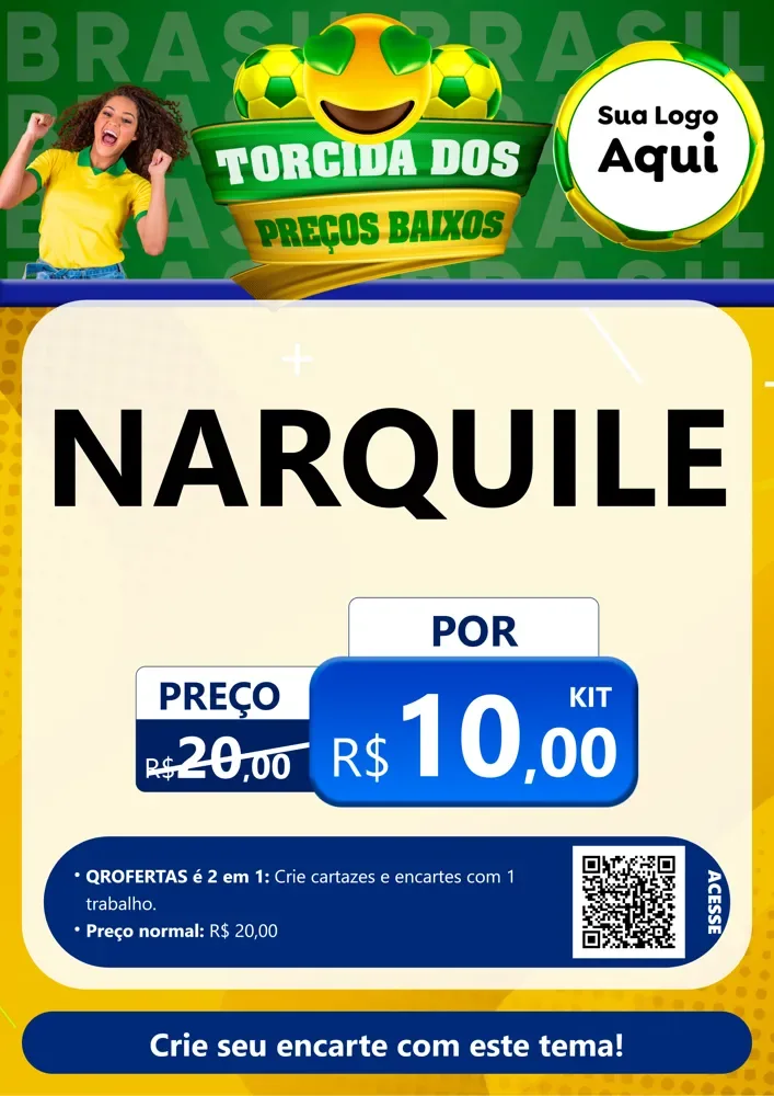 Modelo de Cartaz para Cartaz A4 Vertical com o tema Torcida dos Preços Baixos - Copa para Tabacaria