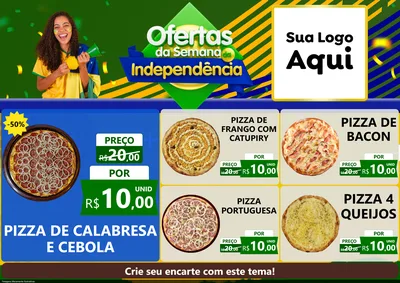 Modelo de Encarte para Encarte A4 Horizontal com o tema Ofertas da Semana da Independência para Pizzaria