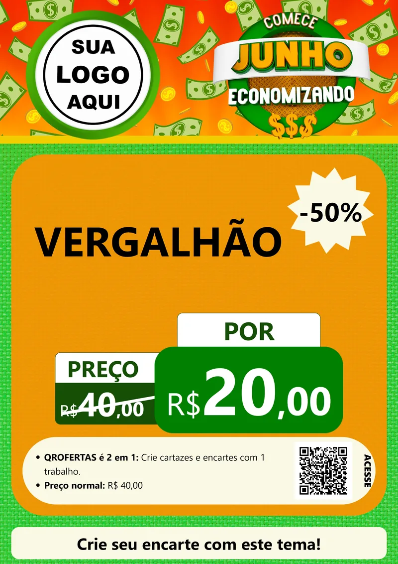 Modelo de Cartaz para Cartaz A4 Vertical com o tema Comece Junho Economizando para Ferragens
