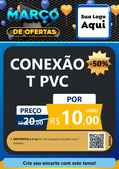 Modelo de Cartaz para Cartaz A4 Vertical com o tema Março de Ofertas para Tubos e conexões