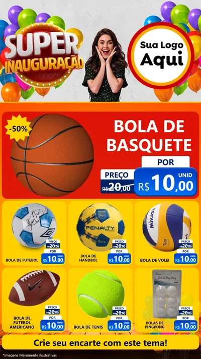 Modelo de Rede Social para Stories com o tema Super Inauguração para Artigos Esportivos