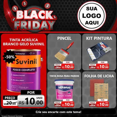 Modelo de Rede Social para Feed Facebook com o tema Black Friday para Tintas e Ferramentas