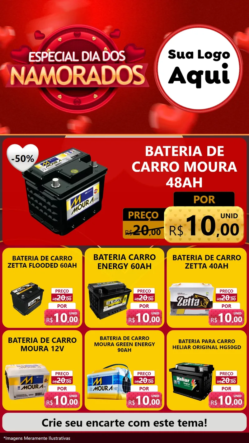 Modelo de Rede Social para Stories com o tema Especial Dia Dos Namorados para Baterias Elétricas