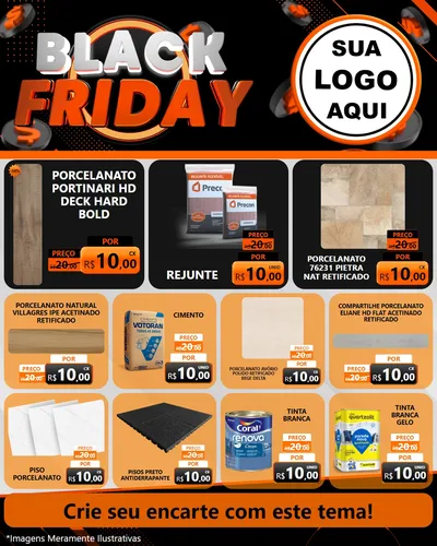 Modelo de Rede Social para Feed Instagram com o tema Black Friday para Pisos e revestimentos