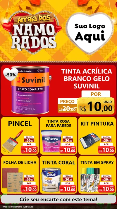 Modelo de Rede Social para Stories com o tema Arraiá dos Namorados para Tintas e Ferramentas