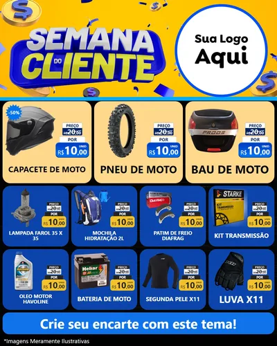Modelo de Rede Social para Feed Instagram com o tema Semana do Cliente para Moto peças