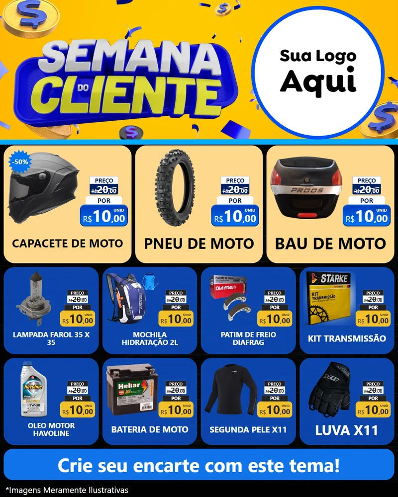 Modelo de Rede Social para Feed Instagram com o tema Semana do Cliente para Moto peças