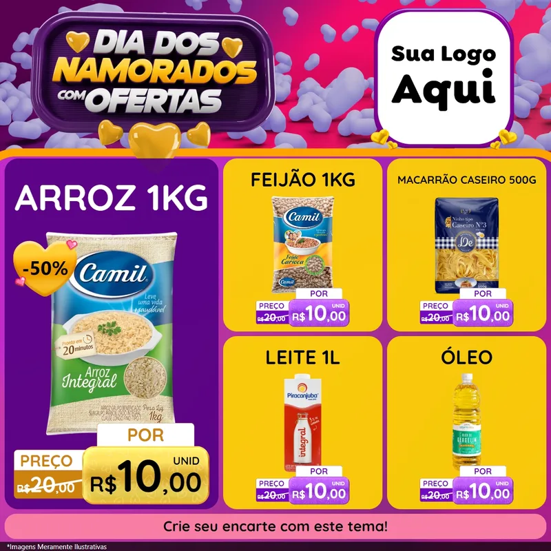 Modelo de Rede Social para Feed Facebook com o tema Dia Dos Namorados Com Ofertas para Supermercado