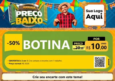 Modelo de Cartaz para Cartaz A4 Horizontal com o tema Arraiá de Preço Baixo - Junina para Agropecuária