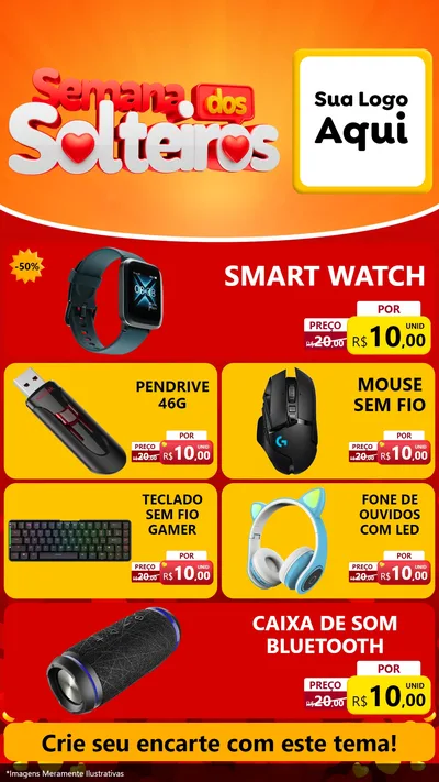 Modelo de TV para TV Vertical com o tema Semana dos Solteiros para Informática