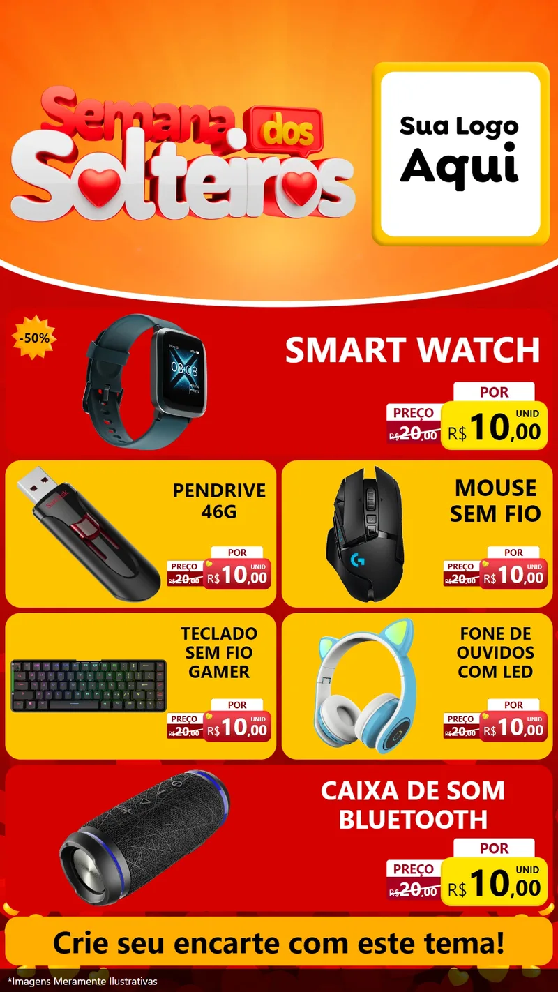 Modelo de TV para TV Vertical com o tema Semana dos Solteiros para Informática