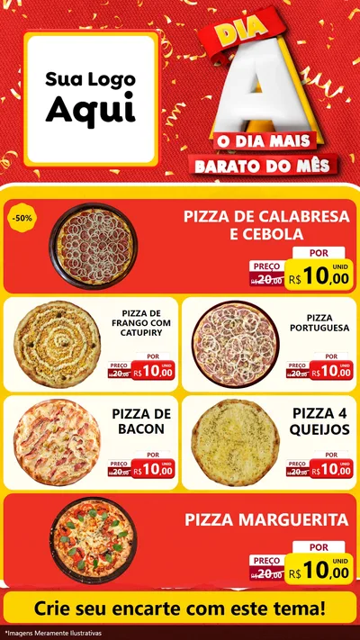 Modelo de TV para TV Vertical com o tema Dia A o Dia Mais Barato do Mês para Pizzaria