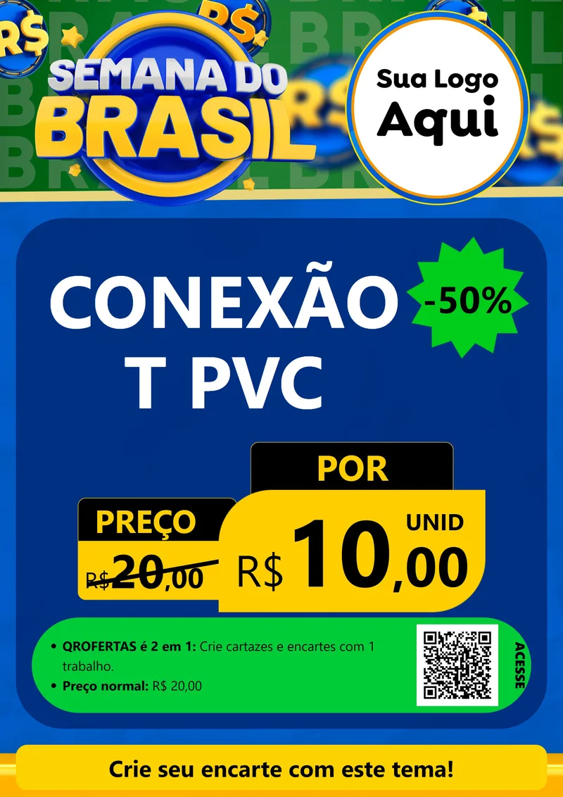 Modelo de Cartaz para Cartaz A4 Vertical com o tema Semana Do Brasil para Tubos e conexões