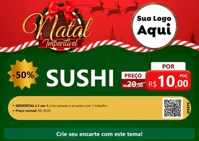 Modelo de Cartaz para Cartaz A4 Horizontal com o tema Natal Imperdível para Comida japonesa