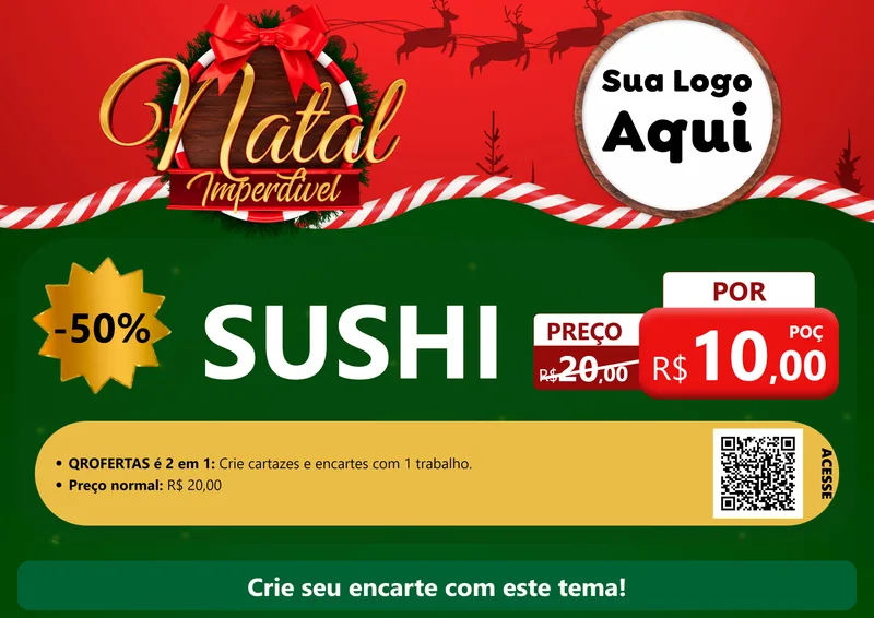 Modelo de Cartaz para Cartaz A4 Horizontal com o tema Natal Imperdível para Comida japonesa