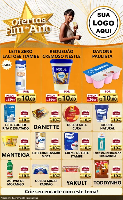 Modelo de Encarte para Encarte Grande com o tema Ofertas Fim de Ano para Frios e Laticínios