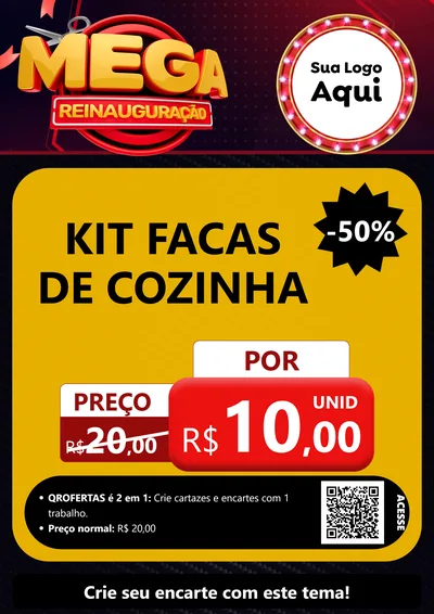 Modelo de Cartaz para Cartaz A4 Vertical com o tema Mega Reinauguração para Utilidades Domésticas