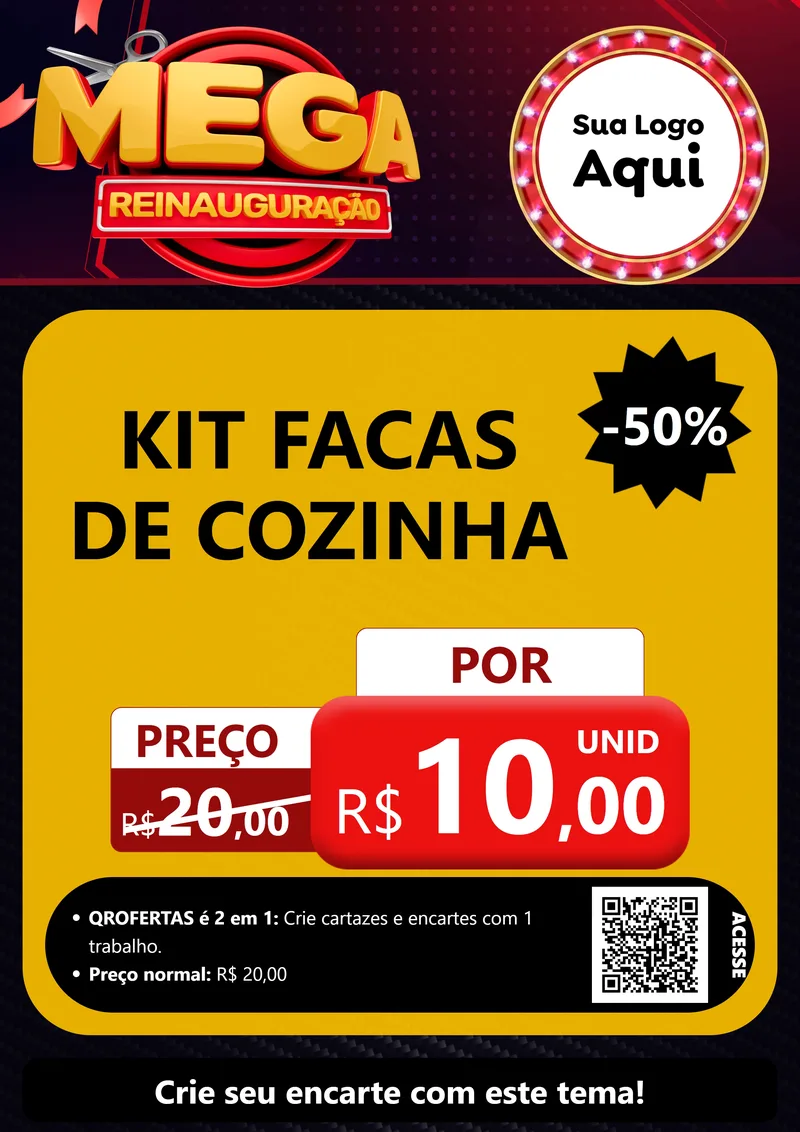 Modelo de Cartaz para Cartaz A4 Vertical com o tema Mega Reinauguração para Utilidades Domésticas