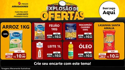 Modelo de TV para TV Horizontal com o tema Explosão de Ofertas para Supermercado