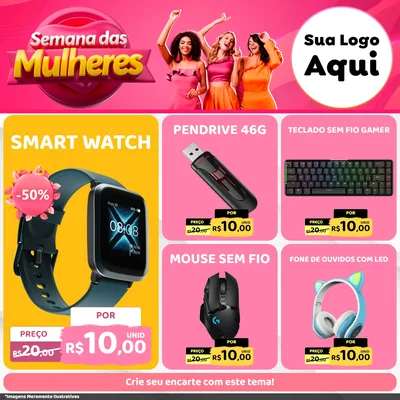 Modelo de Rede Social para Feed Facebook com o tema Semana das Mulheres para Informática
